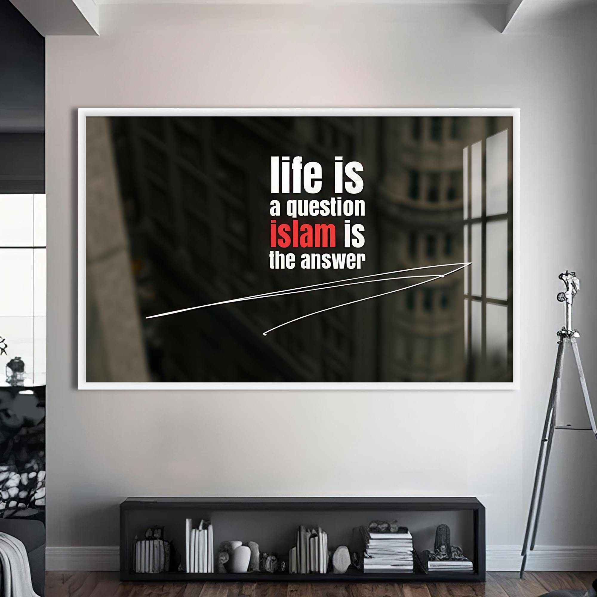 Artronauts Glass Print S | 72x46 cm | 28.3"x18.1" / White Faith Speaks- Islamic Tempered Glass Wall Art