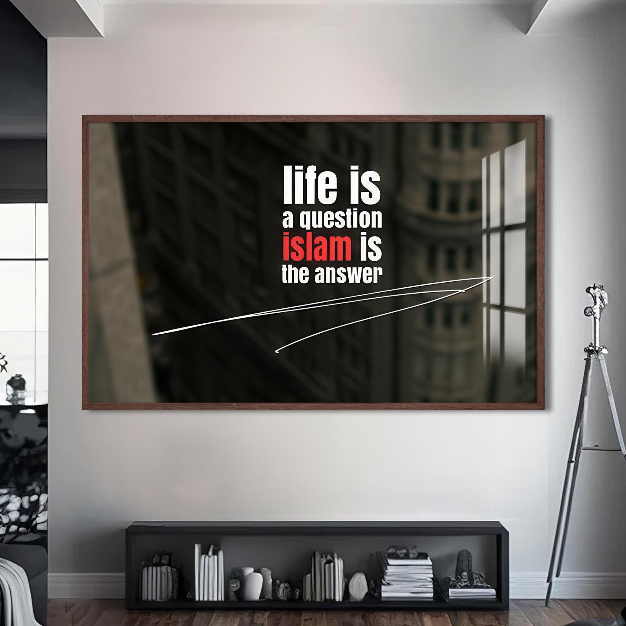 Artronauts Glass Print S | 72x46 cm | 28.3"x18.1" / Walnut Faith Speaks- Islamic Tempered Glass Wall Art