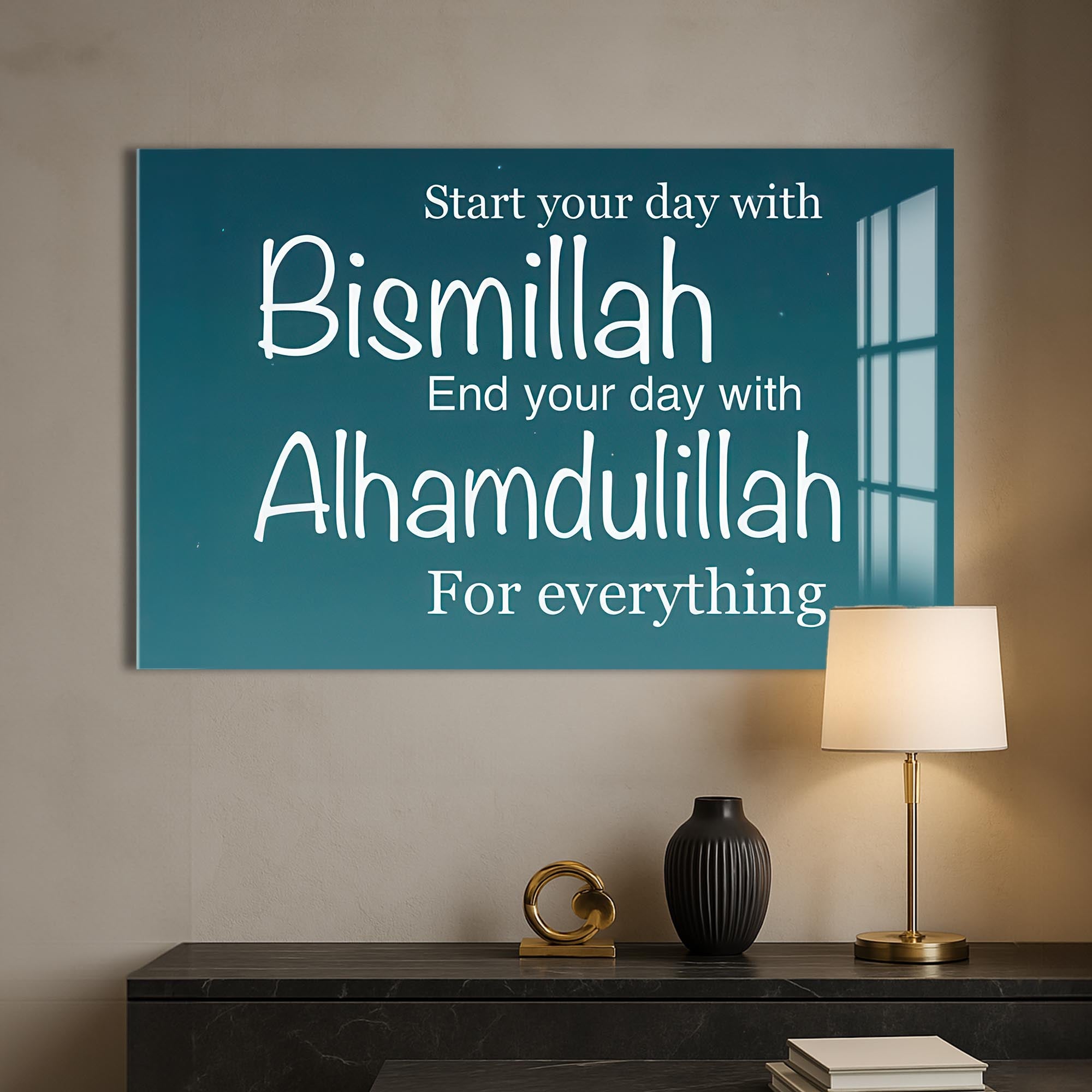 Graceful Start- Islamic Tempered Glass Wall Art