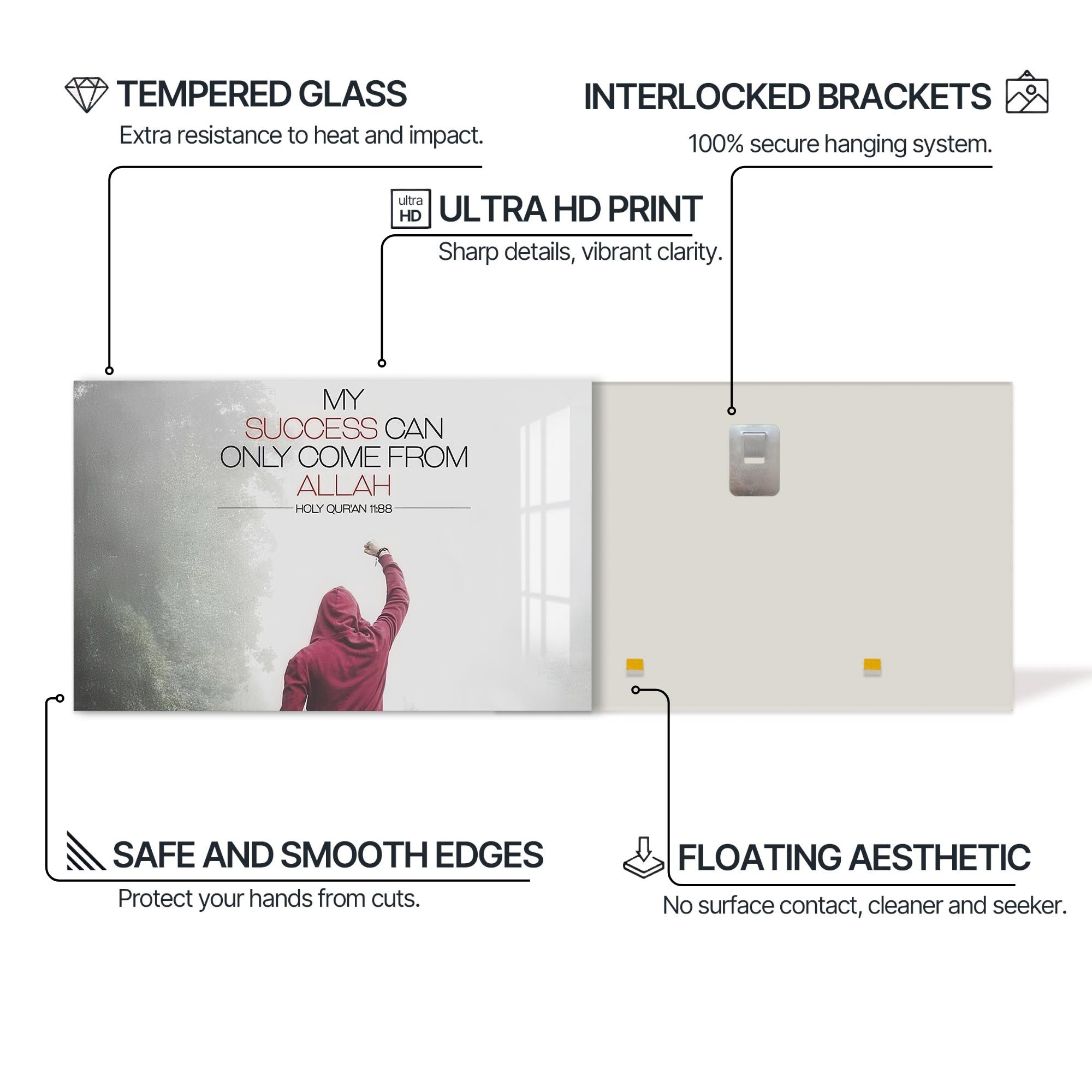 Divine Success- Islamic Tempered Glass Wall Art