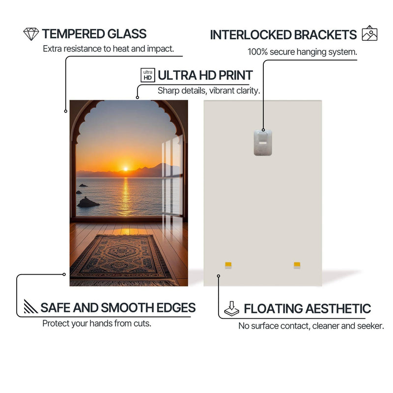 Artronauts Glass Print Islamic Sunset Prayer- Islamic Tempered Glass Wall Art