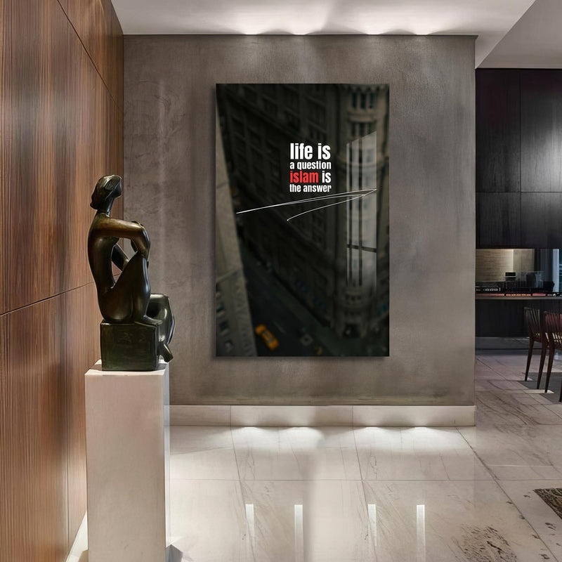 Artronauts Glass Print Islam Is Answer- Islamic Tempered Glass Wall Art