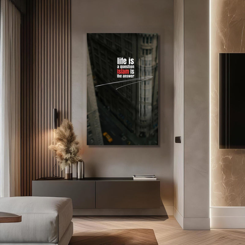 Artronauts Glass Print Islam Is Answer- Islamic Tempered Glass Wall Art