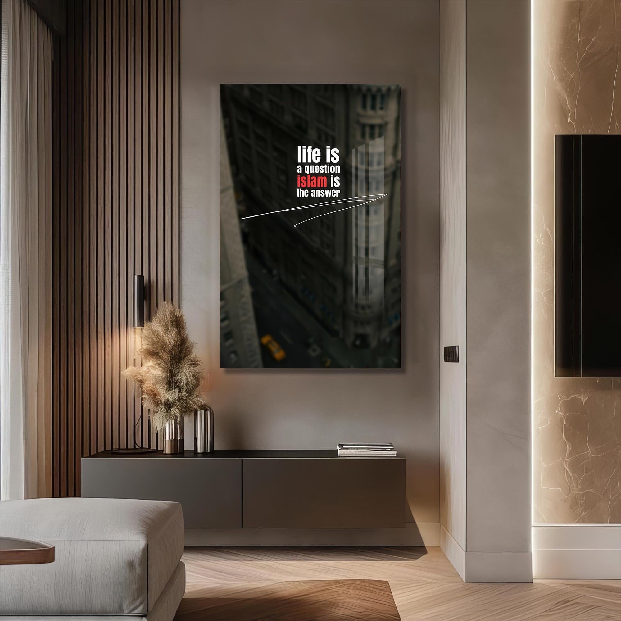 Artronauts Glass Print Islam Is Answer- Islamic Tempered Glass Wall Art