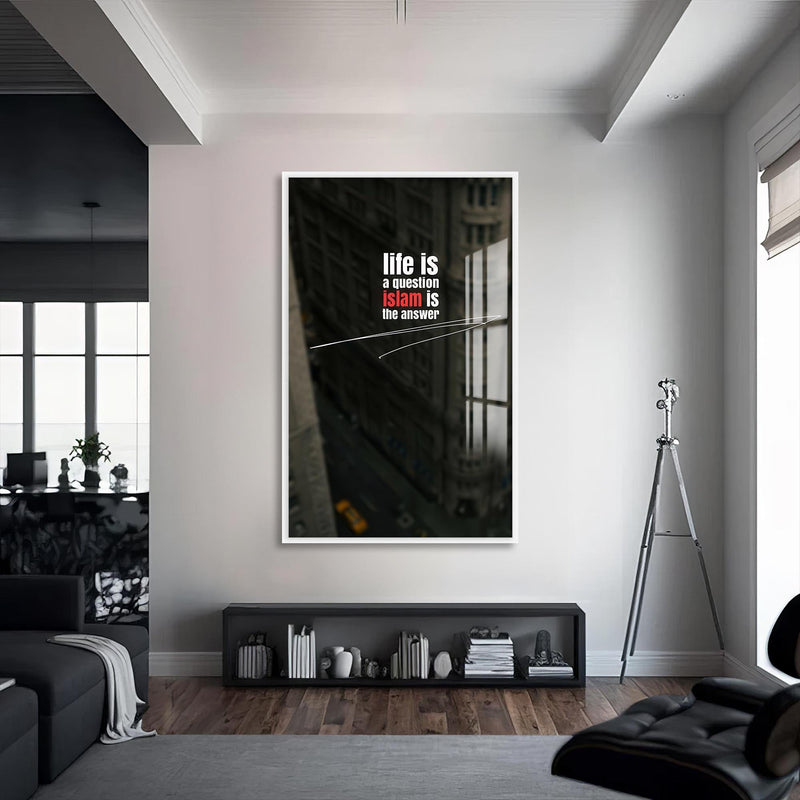 Artronauts Glass Print S | 72x46 cm | 28.3"x18.1" / White Islam Is Answer- Islamic Tempered Glass Wall Art