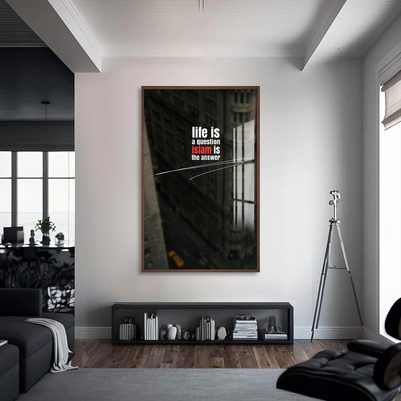 Artronauts Glass Print S | 72x46 cm | 28.3"x18.1" / Walnut Islam Is Answer- Islamic Tempered Glass Wall Art