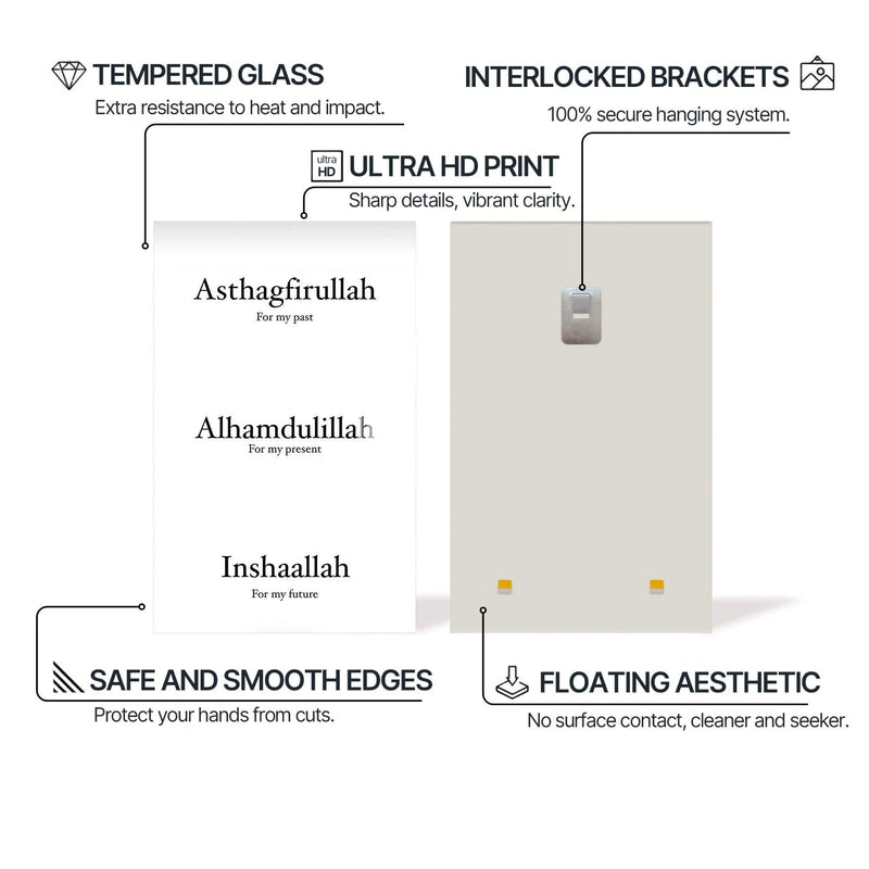 Artronauts Glass Print Astaghfirullah Alhamdulillah- Islamic Tempered Glass Wall Art