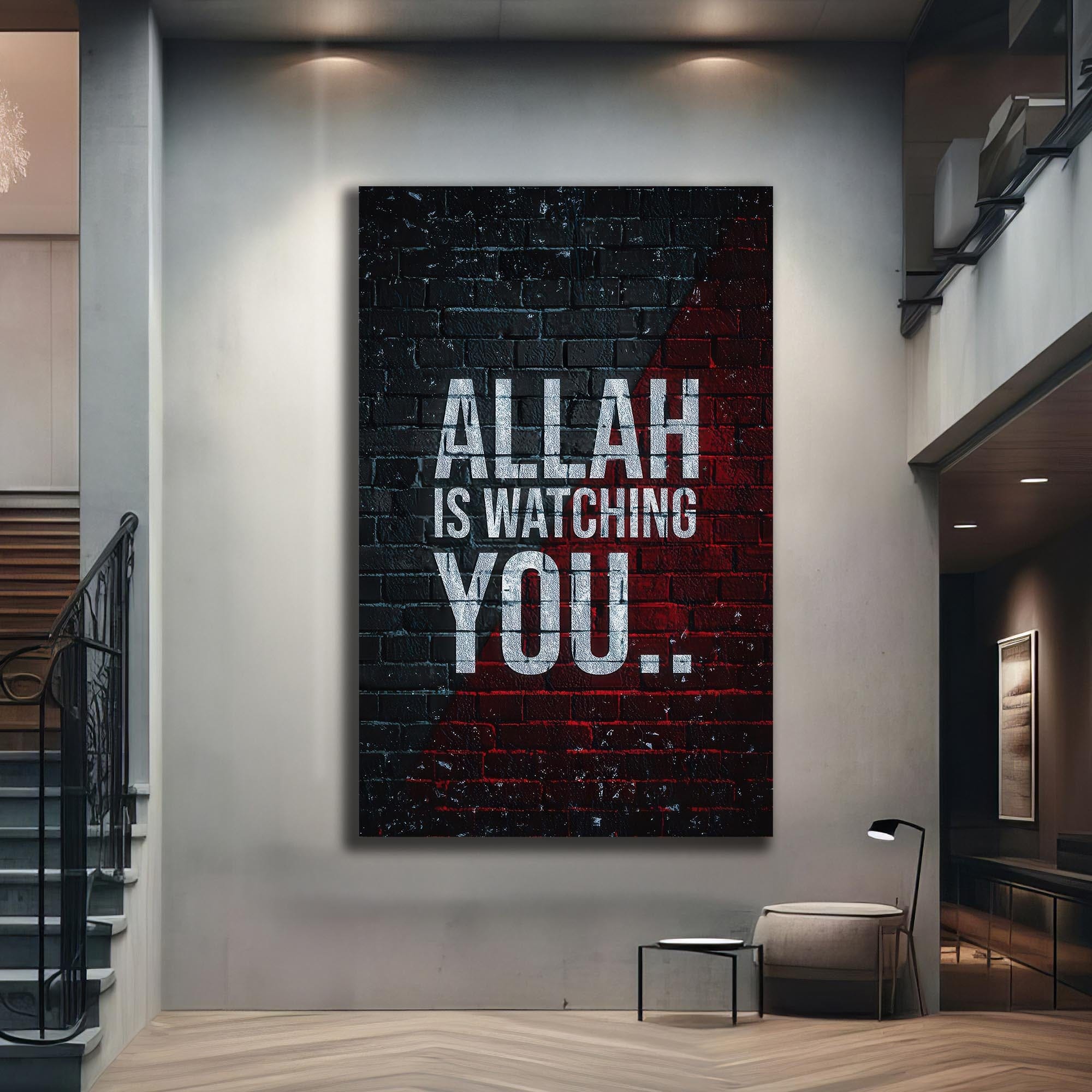 Artronauts Glass Print Allah Is Watching- Islamic Tempered Glass Wall Art