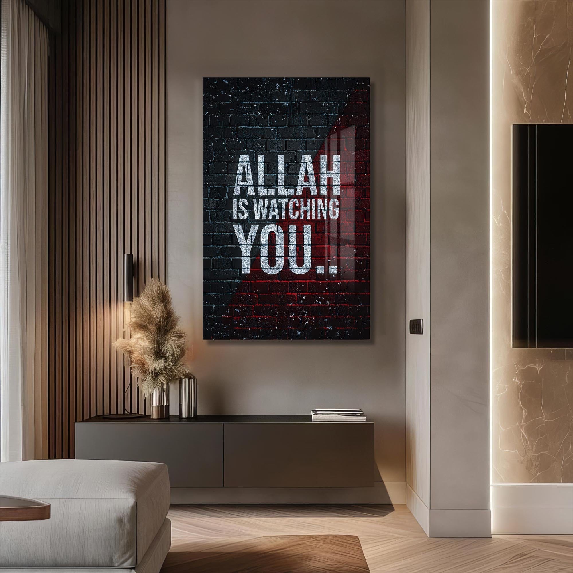 Artronauts Glass Print Allah Is Watching- Islamic Tempered Glass Wall Art
