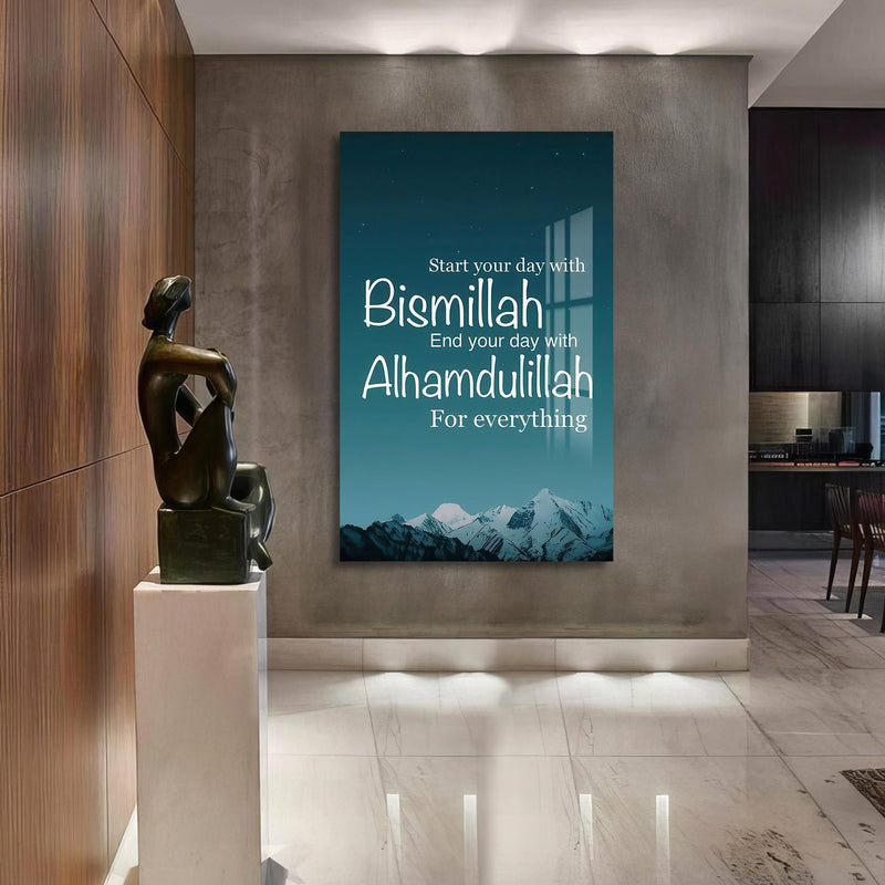 Artronauts Glass Print Bismillah Alhamdulillah- Islamic Tempered Glass Wall Art