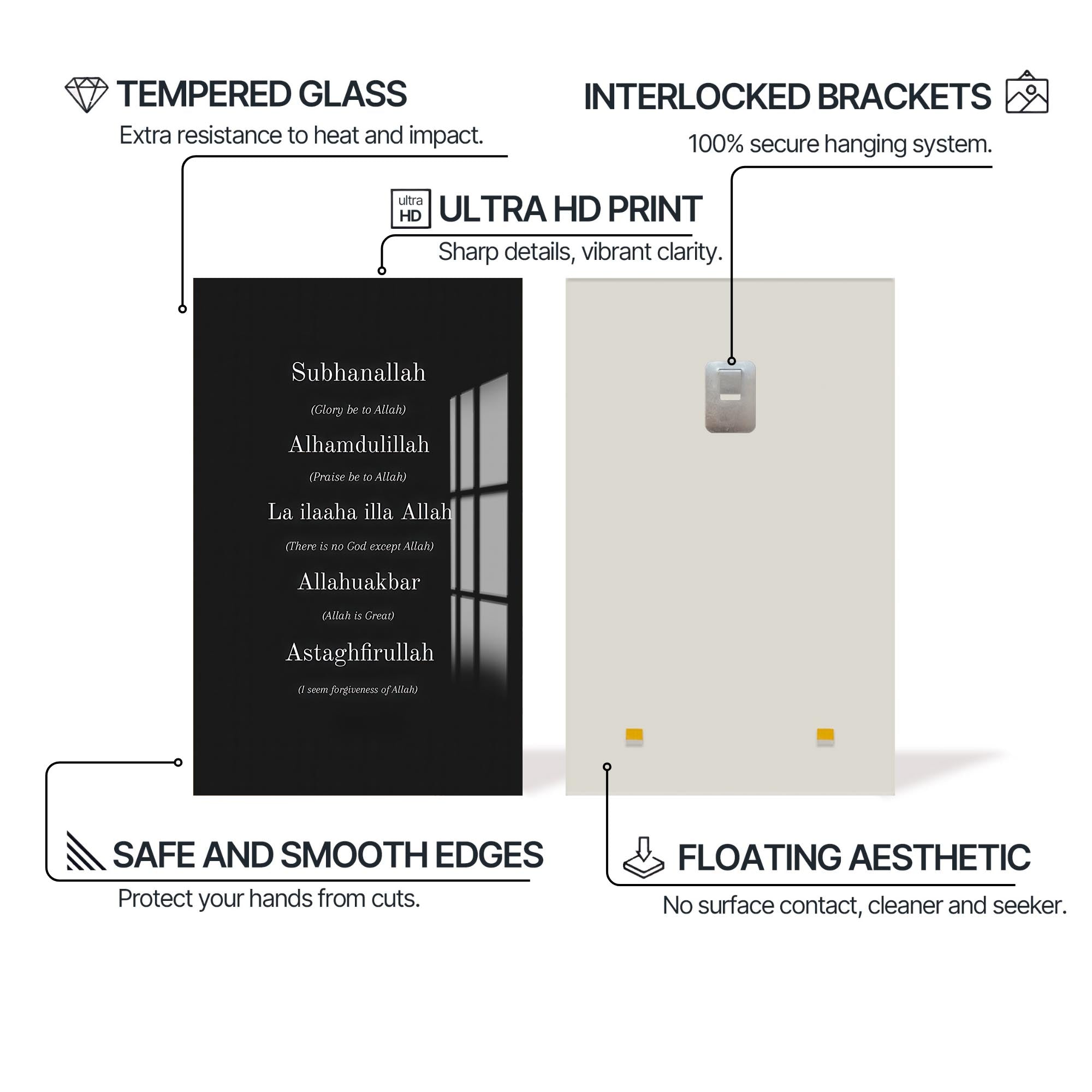 Artronauts Glass Print Daily Dhikr- Islamic Tempered Glass Wall Art