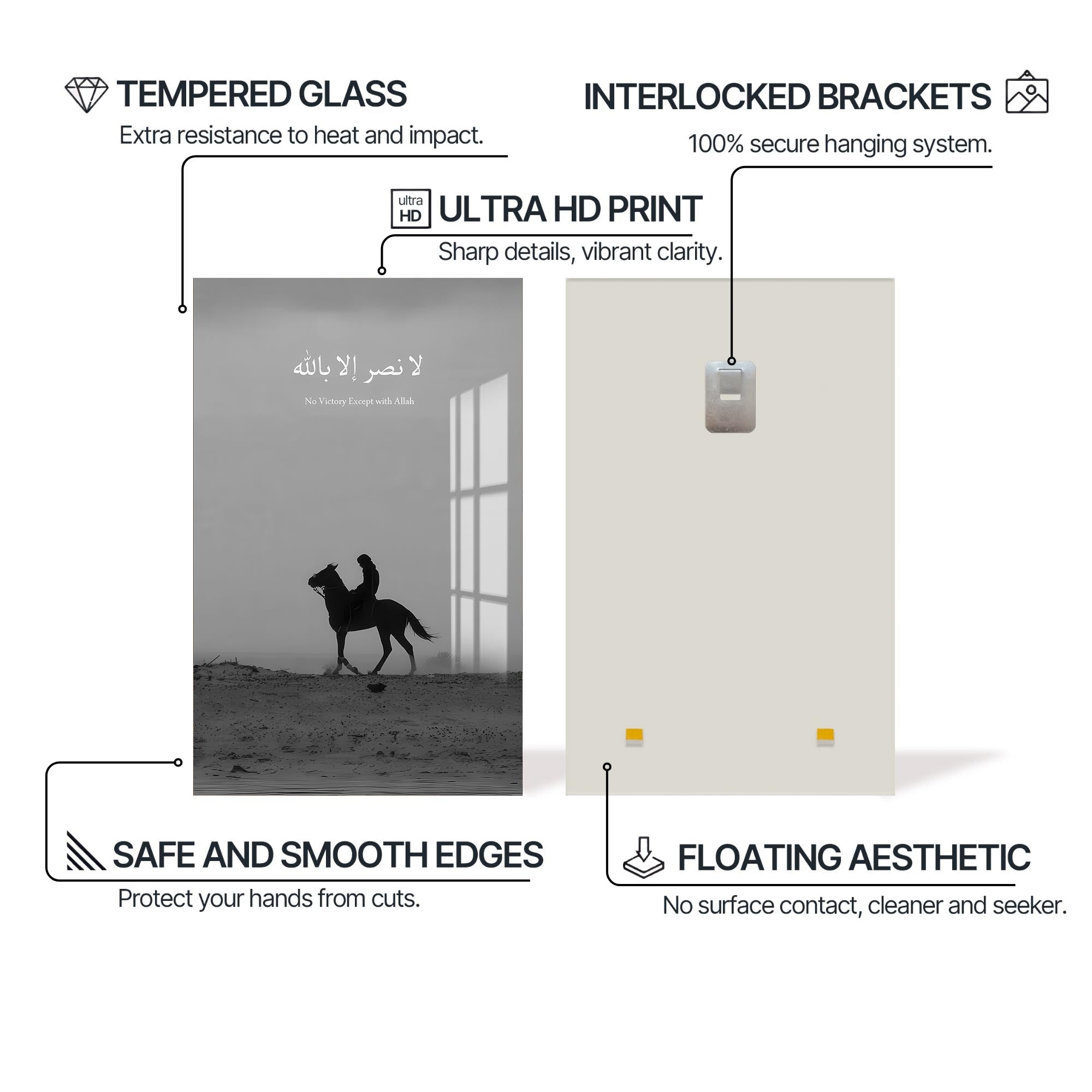 Artronauts Glass Print La Nasra Illa Billah- Islamic Tempered Glass Wall Art