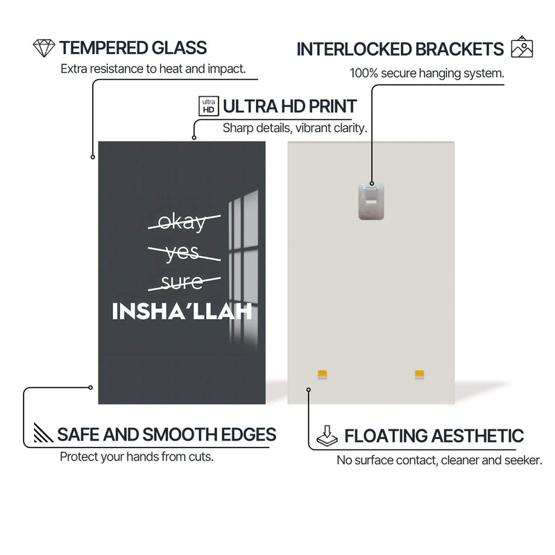 Artronauts Glass Print Insha’Allah- Islamic Tempered Glass Wall Art