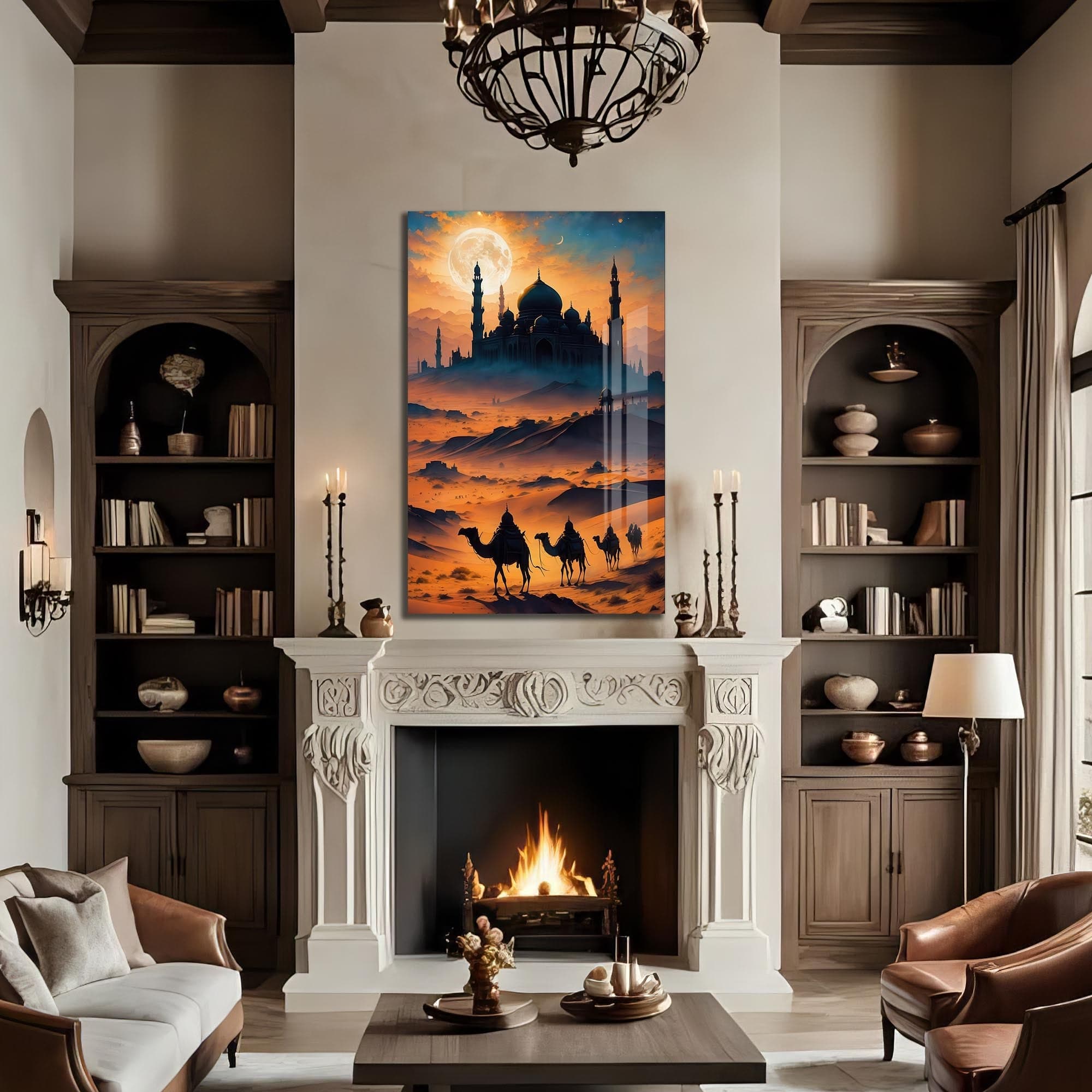 Artronauts Glass Print Desert Mosque Journey- Islamic Tempered Glass Wall Art