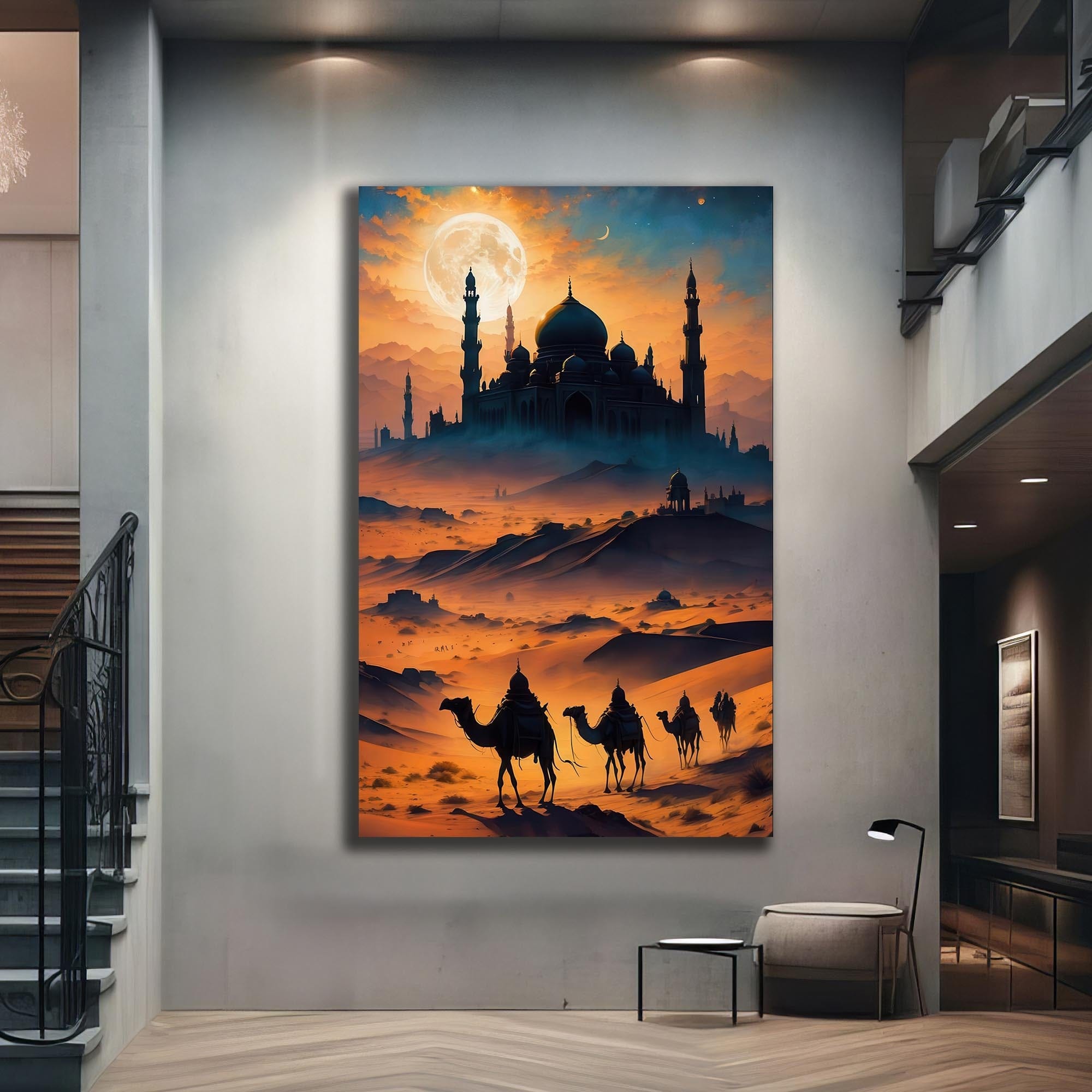 Artronauts Glass Print Desert Mosque Journey- Islamic Tempered Glass Wall Art