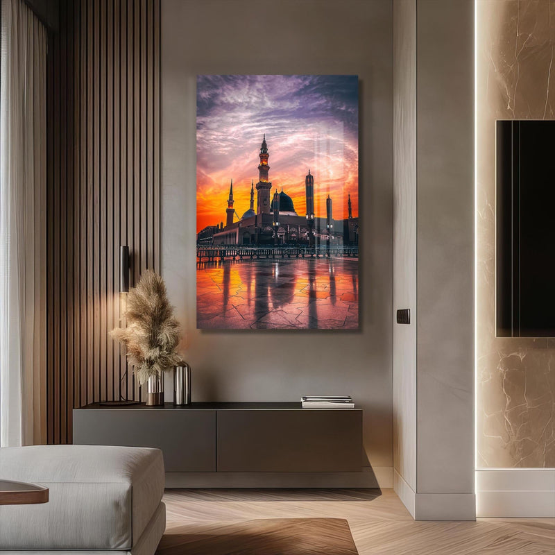 Artronauts Glass Print Masjid at Sunset- Islamic Tempered Glass Wall Art