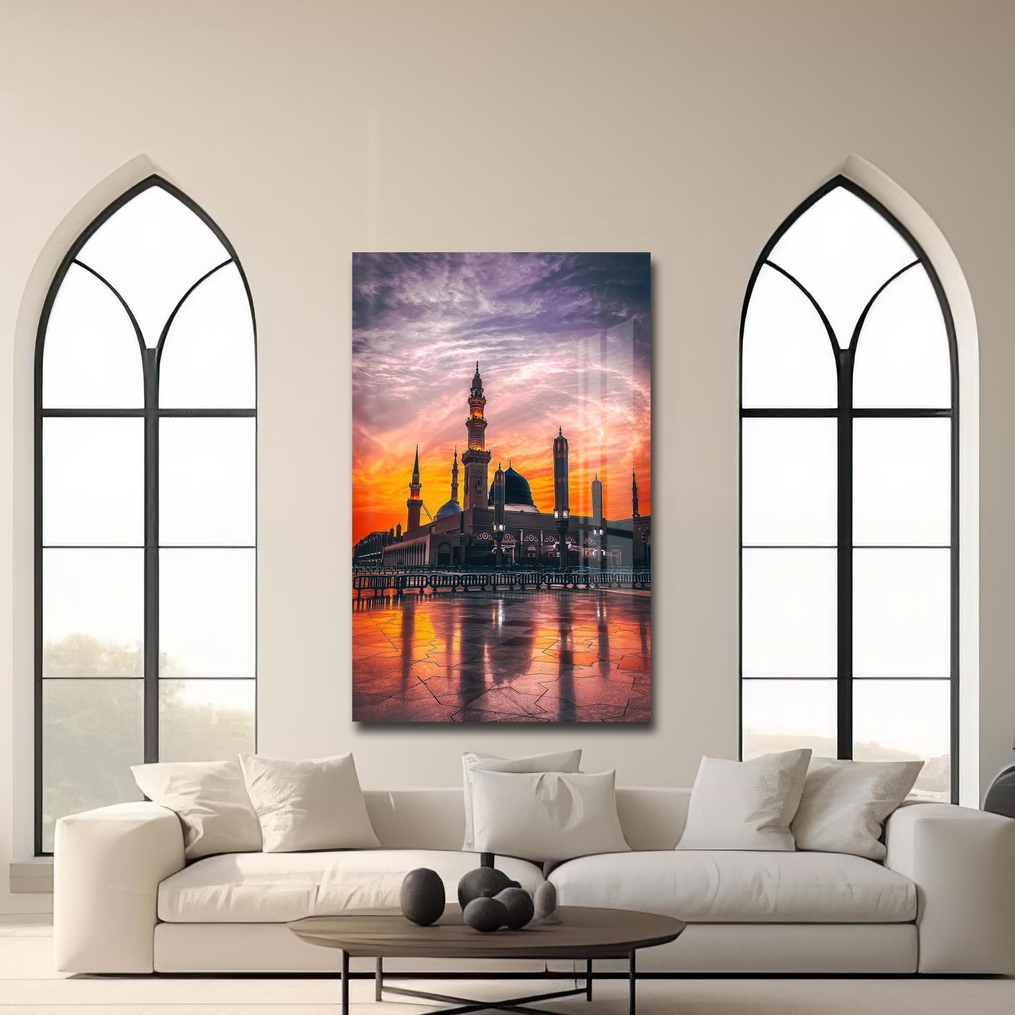 Artronauts Glass Print Masjid at Sunset- Islamic Tempered Glass Wall Art