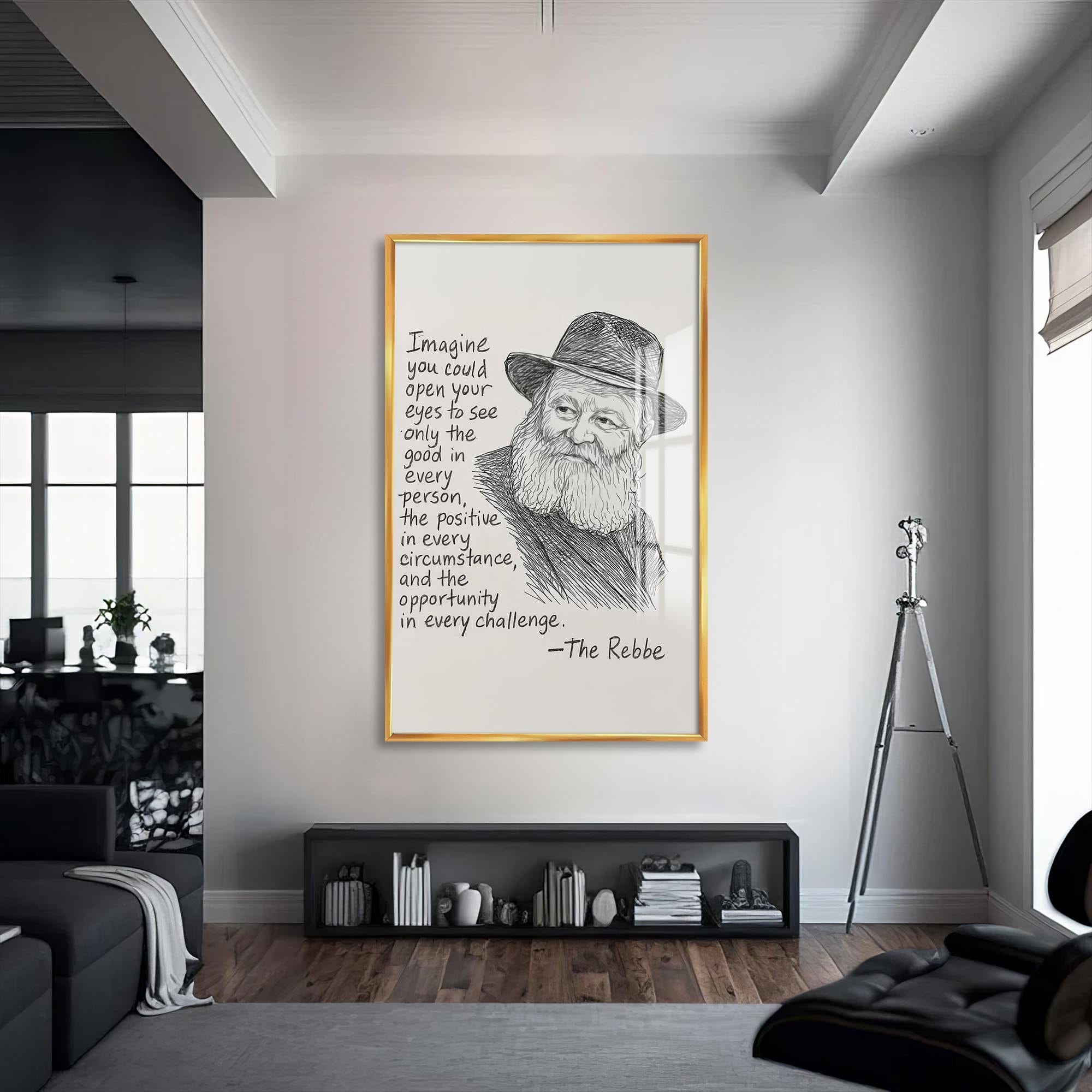 Artronauts Glass Print S | 72x46 cm | 28.3"x18.1" / Gold Rebbe Wisdom- Judaism Tempered Glass Wall Art