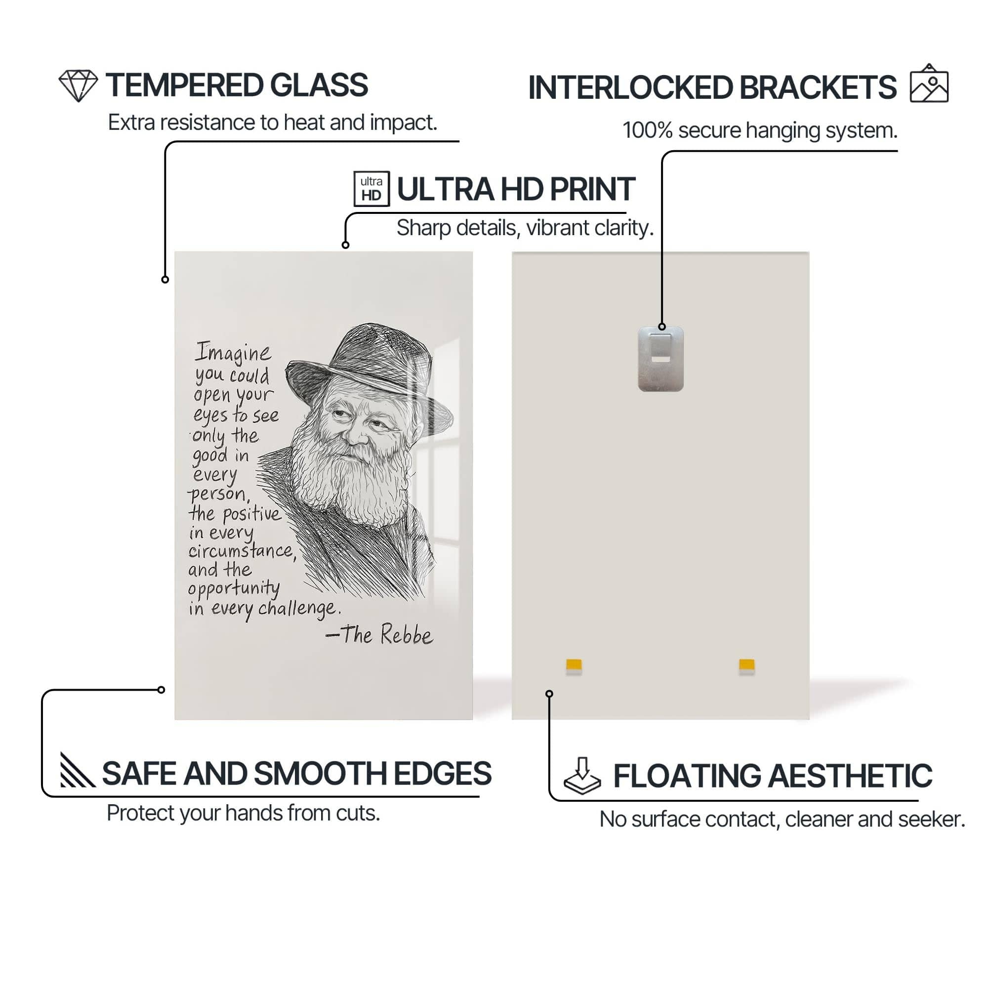 Artronauts Glass Print Rebbe Wisdom- Judaism Tempered Glass Wall Art