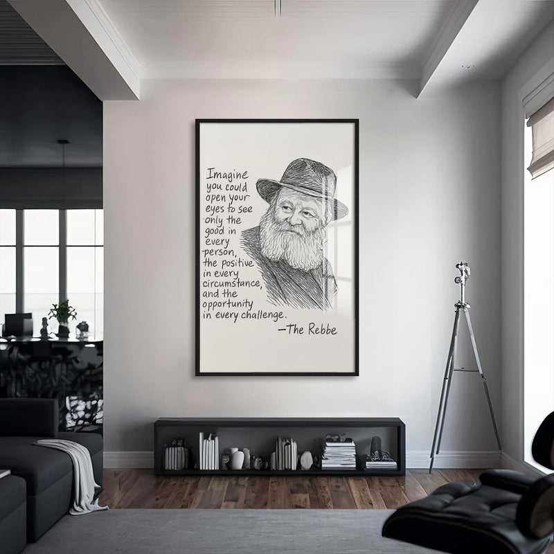 Artronauts Glass Print S | 72x46 cm | 28.3"x18.1" / Black Rebbe Wisdom- Judaism Tempered Glass Wall Art