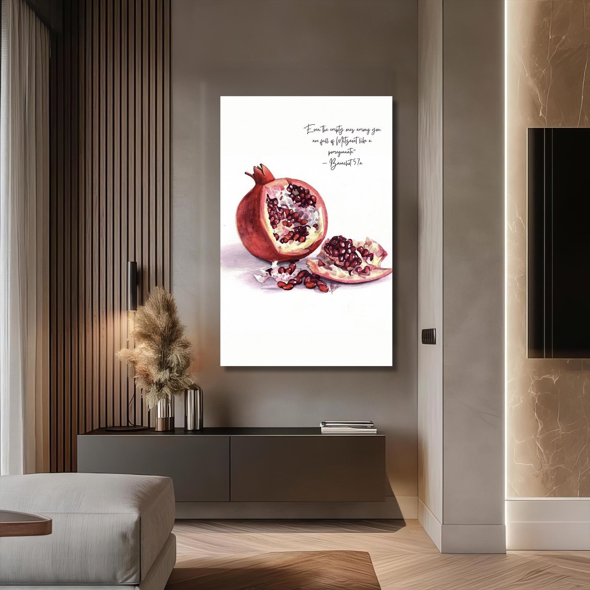 Artronauts Glass Print Pomegranate Faith- Judaism Tempered Glass Wall Art