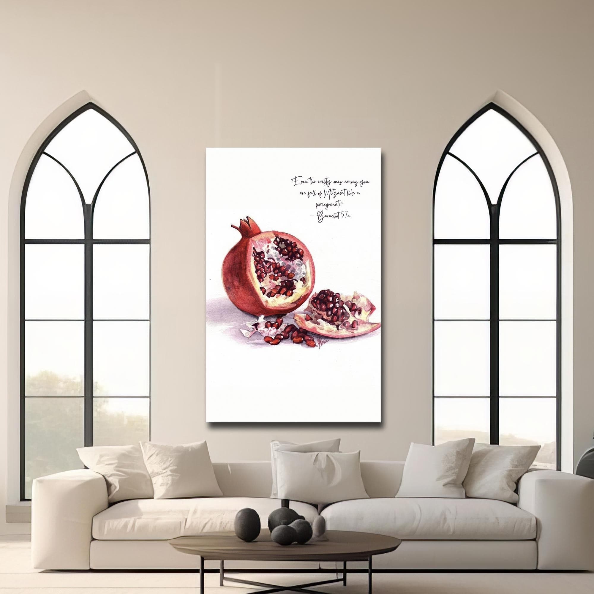 Artronauts Glass Print Pomegranate Faith- Judaism Tempered Glass Wall Art