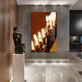 Artronauts Glass Print Menorah Candlelight- Judaism Tempered Glass Wall Art