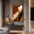 Artronauts Glass Print Menorah Candlelight- Judaism Tempered Glass Wall Art