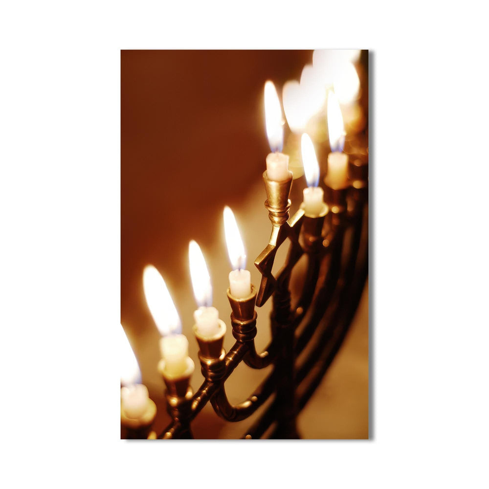 Artronauts Glass Print Menorah Candlelight- Judaism Tempered Glass Wall Art