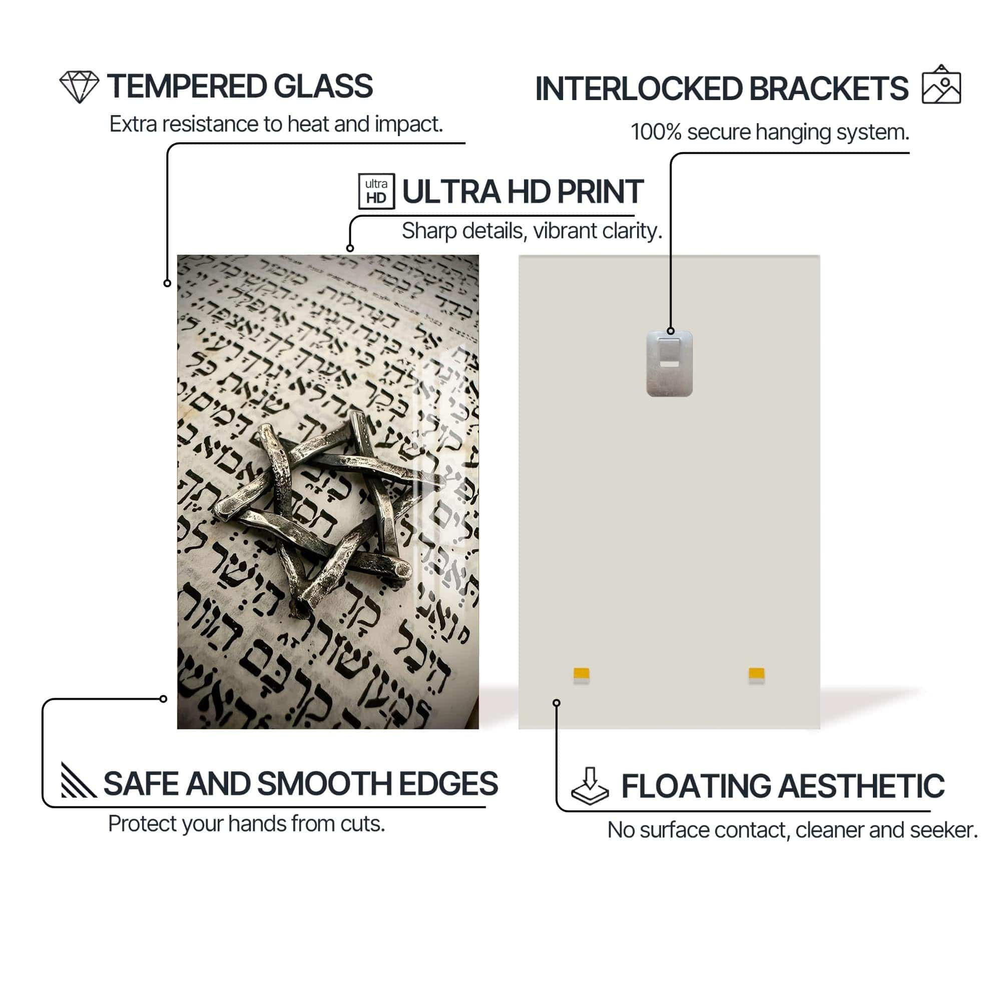 Artronauts Glass Print Star of David II- Judaism Tempered Glass Wall Art