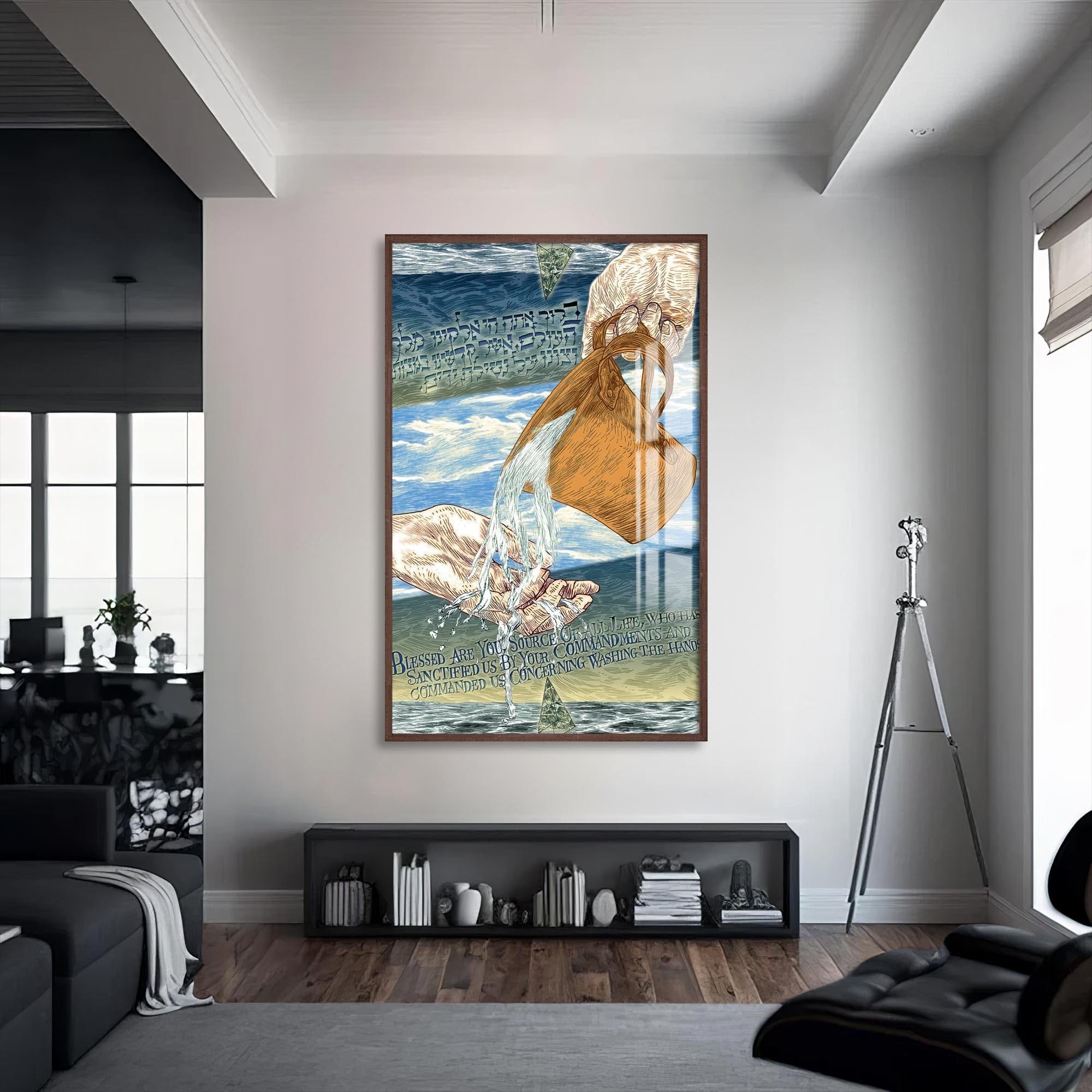 Artronauts Glass Print S | 72x46 cm | 28.3"x18.1" / Walnut Washing of Hands- Judaism Tempered Glass Wall Art