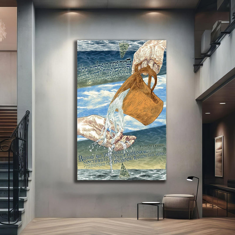 Artronauts Glass Print Washing of Hands- Judaism Tempered Glass Wall Art