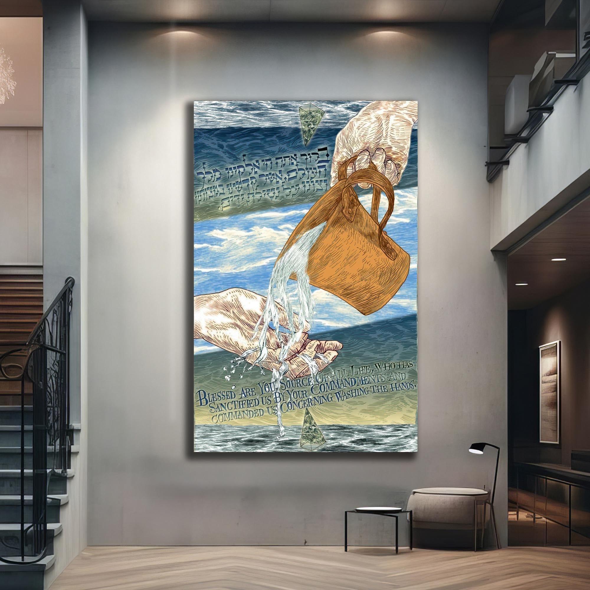 Artronauts Glass Print Washing of Hands- Judaism Tempered Glass Wall Art