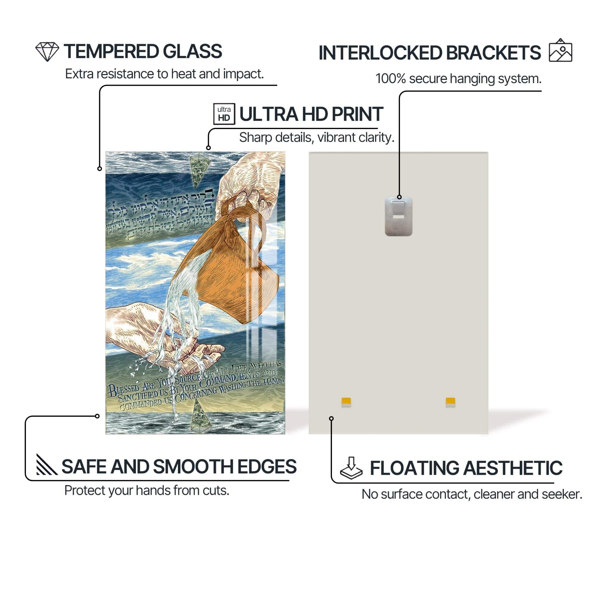 Artronauts Glass Print Washing of Hands- Judaism Tempered Glass Wall Art