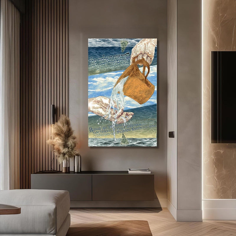 Artronauts Glass Print Washing of Hands- Judaism Tempered Glass Wall Art