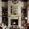 Artronauts Glass Print Menorah Oil Painting- Judaism Tempered Glass Wall Art