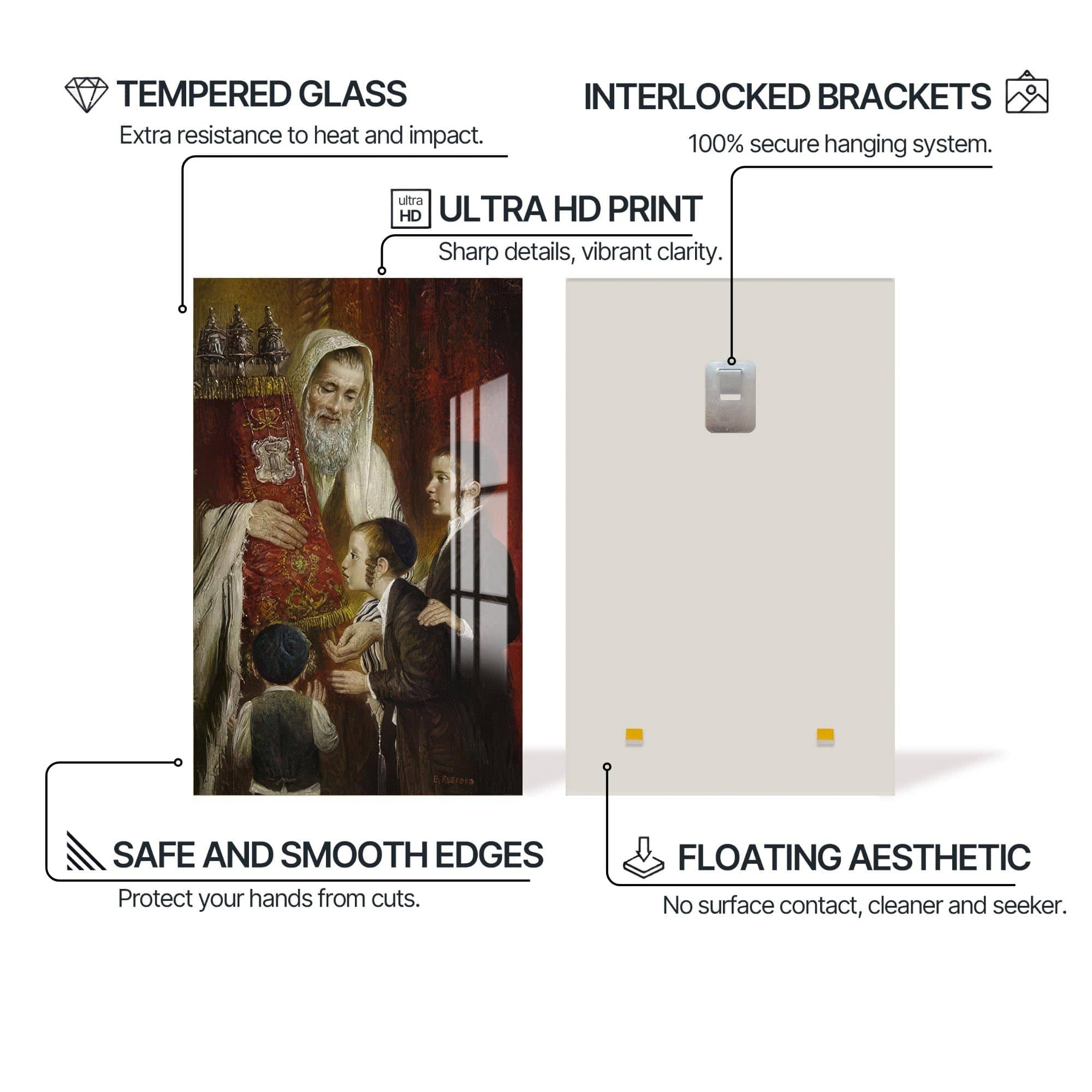 Artronauts Glass Print Rabbi Teaching- Judaism Tempered Glass Wall Art