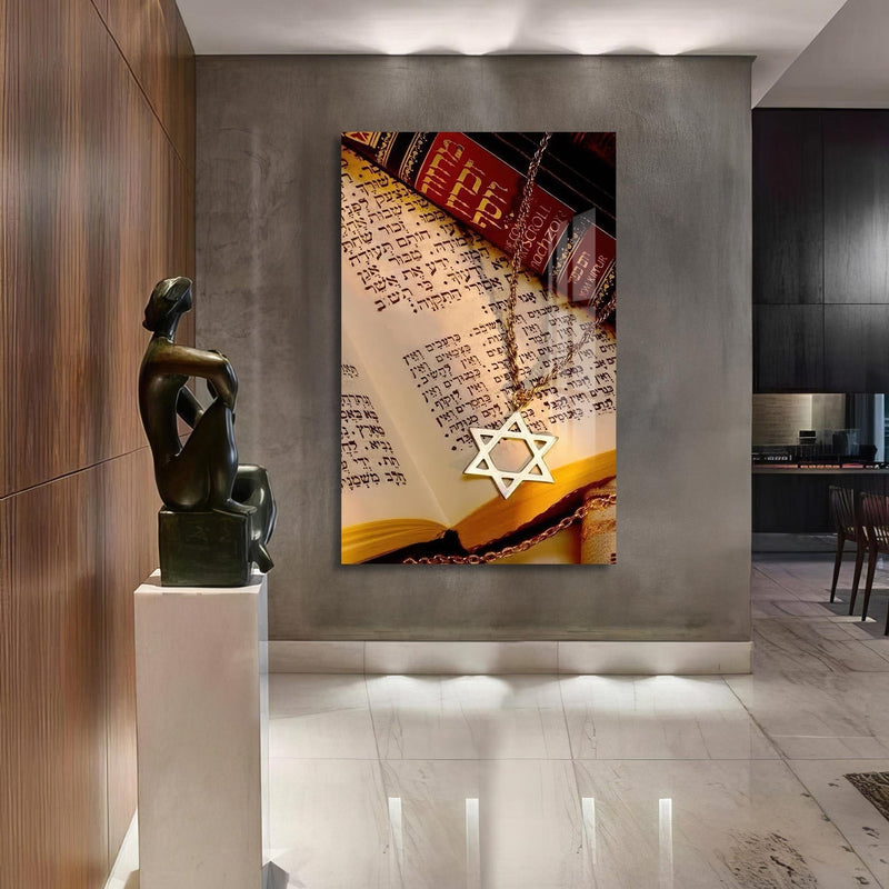Artronauts Glass Print Star of David- Judaism Tempered Glass Wall Art