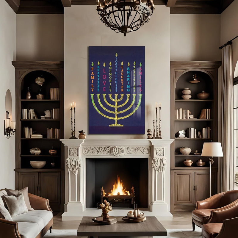 Artronauts Glass Print Names of Love- Judaism Tempered Glass Wall Art