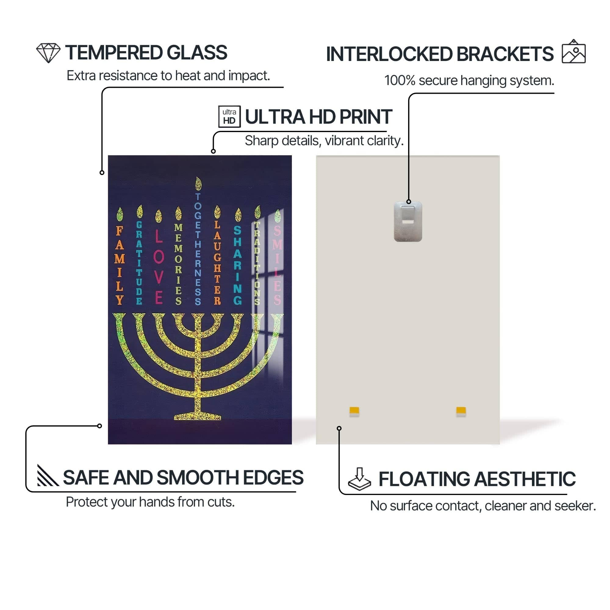 Artronauts Glass Print Names of Love- Judaism Tempered Glass Wall Art