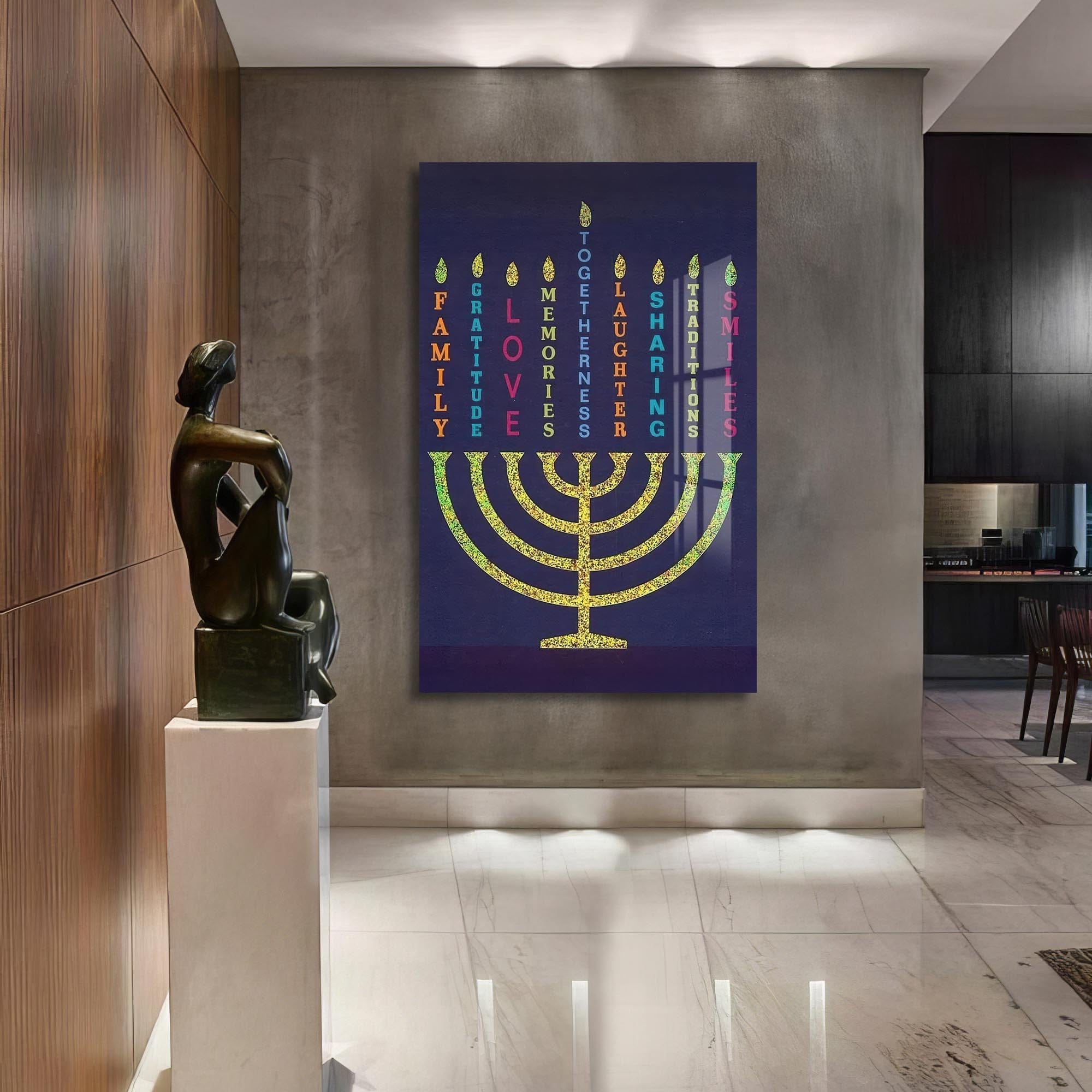 Artronauts Glass Print Names of Love- Judaism Tempered Glass Wall Art