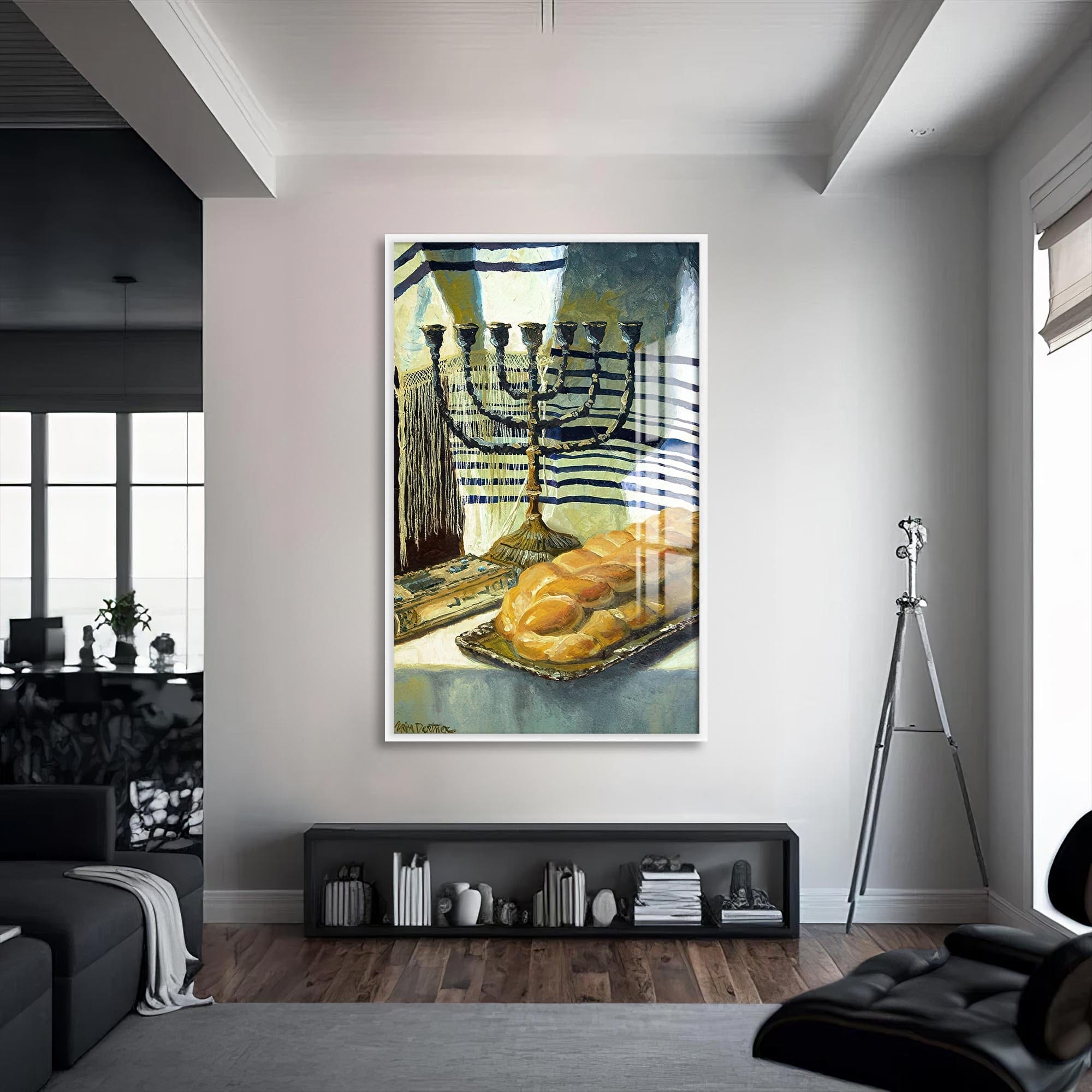 Artronauts Glass Print S | 72x46 cm | 28.3"x18.1" / White Shabbat Stillness- Judaism Tempered Glass Wall Art