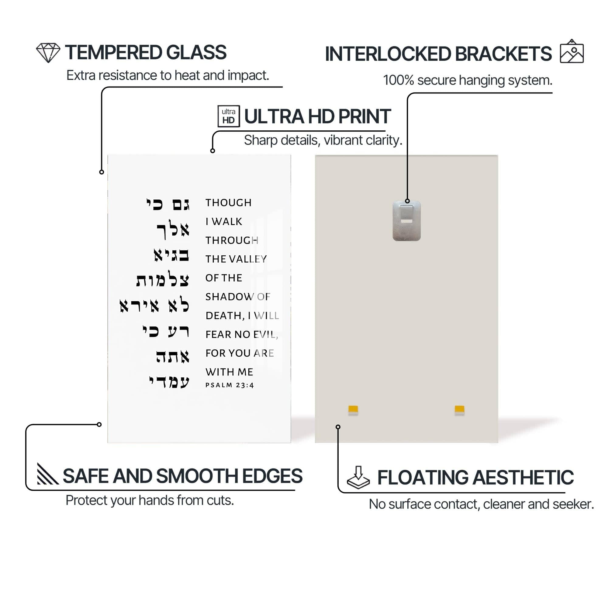 Artronauts Glass Print Fear No Shadow- Judaism Tempered Glass Wall Art