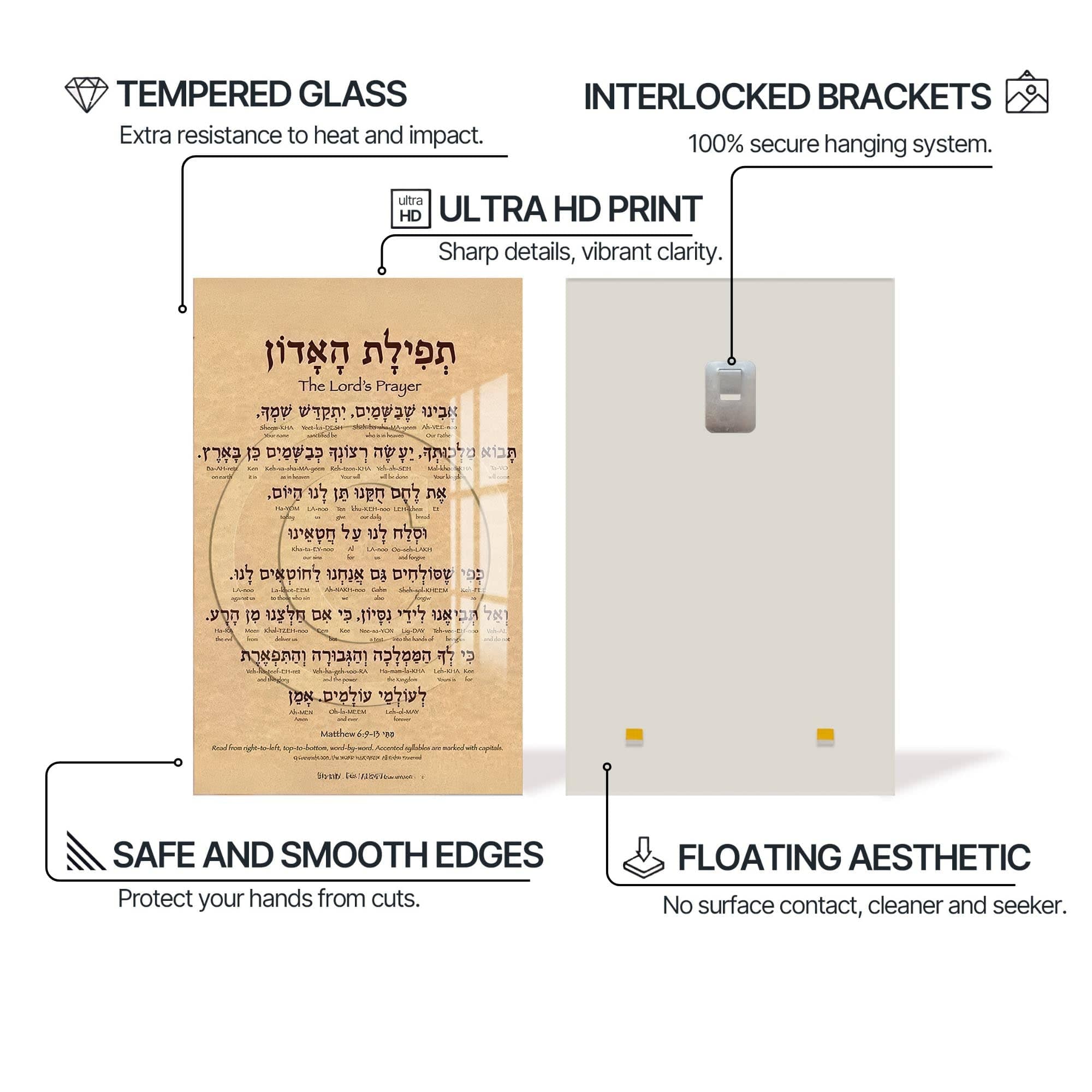 Artronauts Glass Print The Lord’s Prayer- Judaism Tempered Glass Wall Art