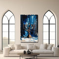 Artronauts Glass Print Blue Menorah- Judaism Tempered Glass Wall Art