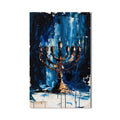 Artronauts Glass Print Blue Menorah- Judaism Tempered Glass Wall Art