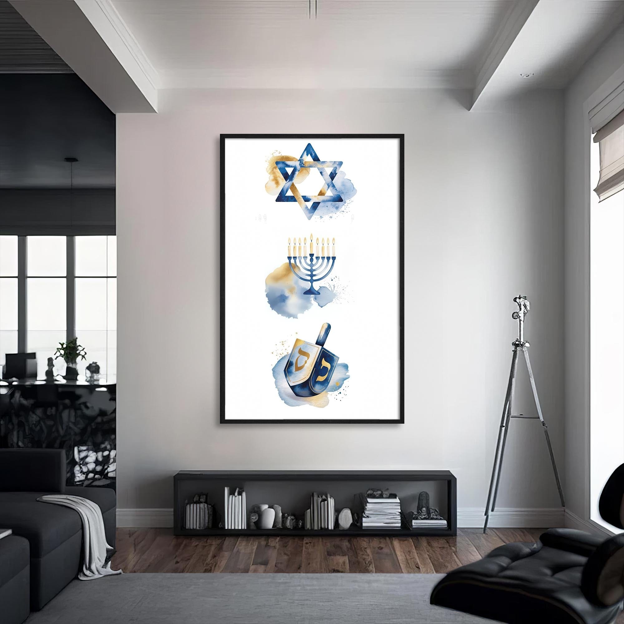 Artronauts Glass Print S | 72x46 cm | 28.3"x18.1" / Black Sacred Symbols- Judaism Tempered Glass Wall Art