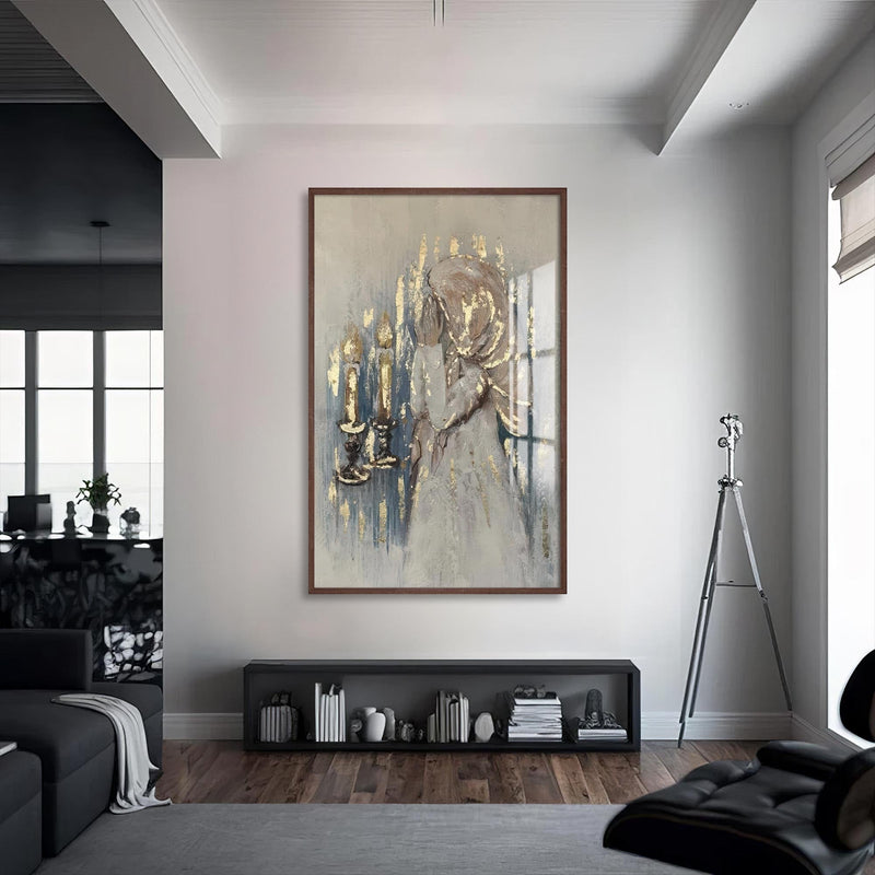 Artronauts Glass Print S | 72x46 cm | 28.3"x18.1" / Walnut Shabbat Prayer- Judaism Tempered Glass Wall Art