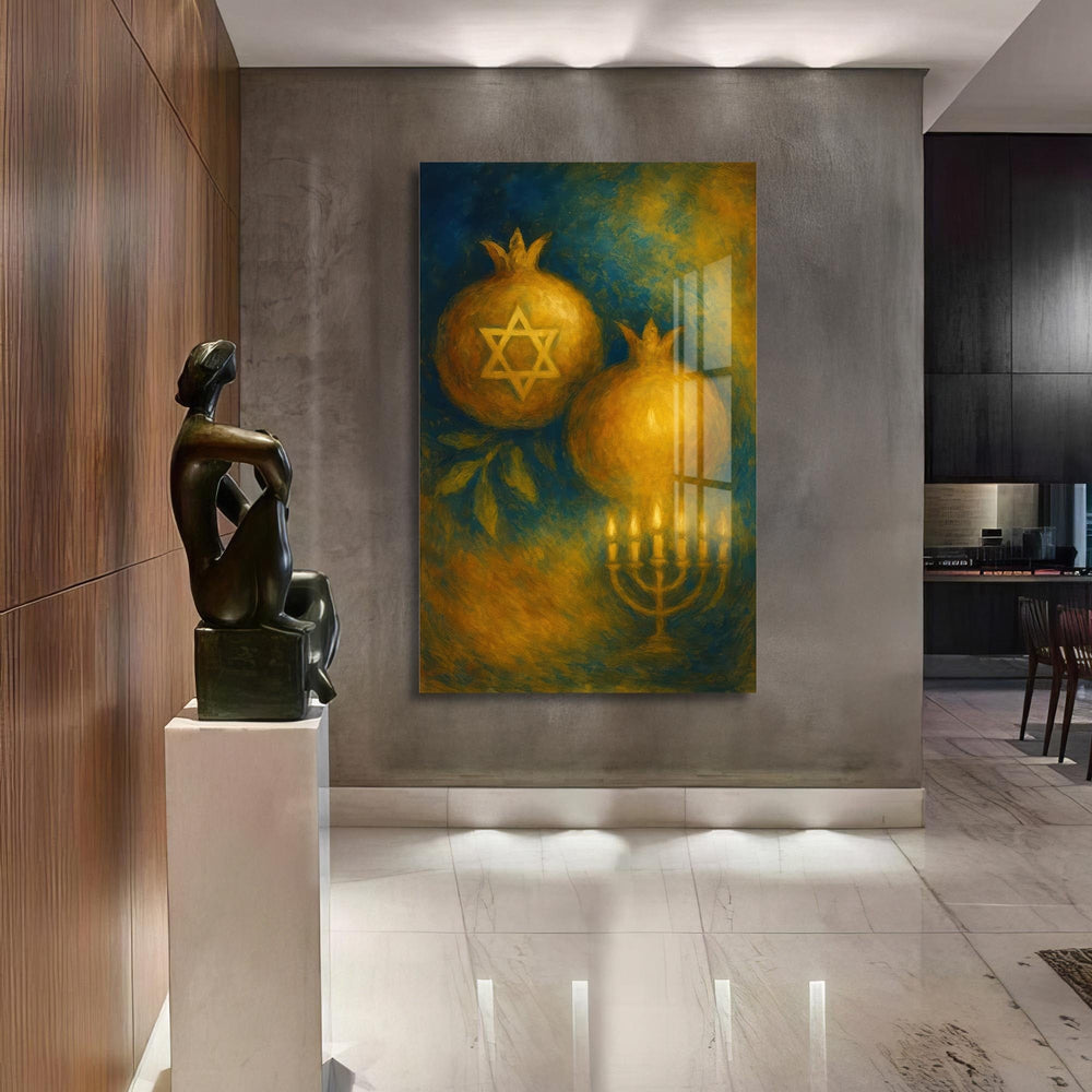 Artronauts Glass Print Hanukkah Blessing- Judaism Tempered Glass Wall Art