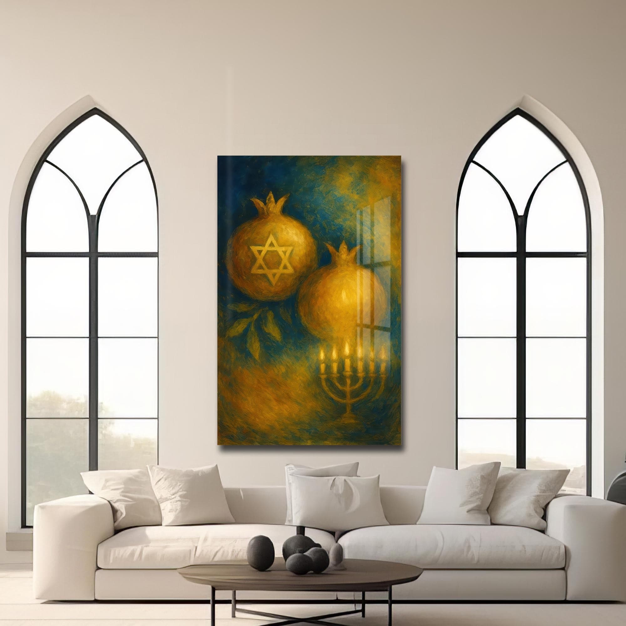 Artronauts Glass Print Hanukkah Blessing- Judaism Tempered Glass Wall Art